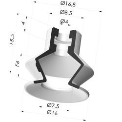 Ventouse 1.5 Soufflets Série PBG Ø 16MM