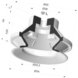 Ventouse 1.5 Soufflets Série PBG Ø 54MM