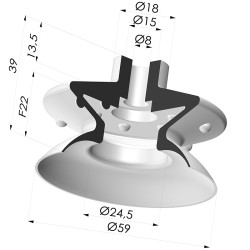 Ventouse 1.5 Soufflets Série 1 Ø 59MM