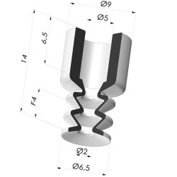 Ventouse 2.5 Soufflets Série 2 Ø 6.5MM
