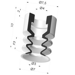 Ventouse 2.5 Soufflets Série 2 Ø 7MM