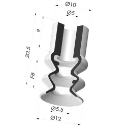 Ventouse 2.5 Soufflets Série 2 Ø 12MM