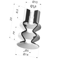 Ventouse 2.5 Soufflets Série 2 Ø 14.3MM