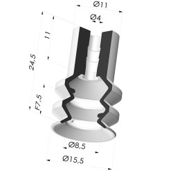 Ventouse 2.5 Soufflets Série 2 Ø 15.5MM
