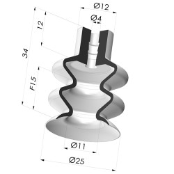 Ventouse 2.5 Soufflets Série 2 Ø 25MM