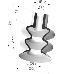 Ventouse 2.5 Soufflets Série 2 Ø 25MM