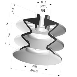 Ventouse 2.5 Soufflets Série 2 Ø 61.5MM