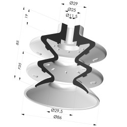 Ventouse 2.5 Soufflets Série 2 Ø 85.8MM