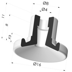Ventouse Plate Série 9 Ø 16.4MM