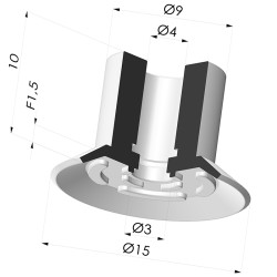 Ventouse Plate Série 7 Ø 15MM