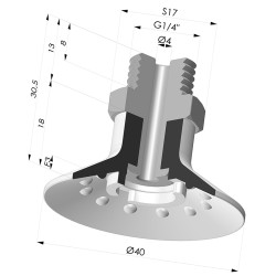 Ventouse Plate Série 7SB Ø 40MM avec insert G1/4"