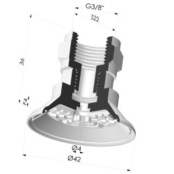 Ventouse Plate Série 7R Ø 42MM