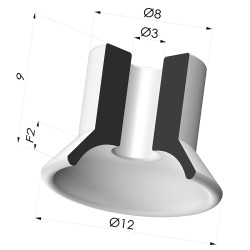 Ventouse Plate Série 7 Ø 12MM