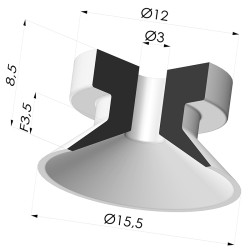 Ventouse Plate Série 7 Ø 15,3MM