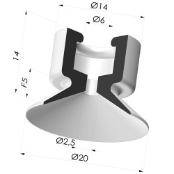 Ventouse Plate Série 7 Ø 20MM