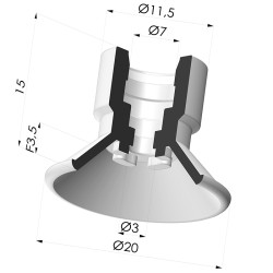 Ventouse Plate Série 7 Ø 20MM