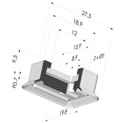 Ventouse Oblongue Série 4 23x20MM