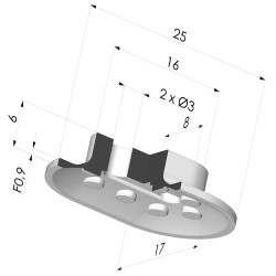 Ventouse Oblongue Série 4 25x16.5MM