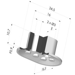 Ventouse Oblongue Série 4 24,5x16,5MM - Ventouse plus souple