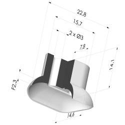 Ventouse oblongue série 4 22,8x14.6mm