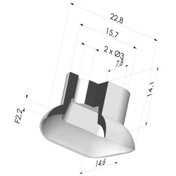 Ventouse oblongue série 4 22,8x14.6mm