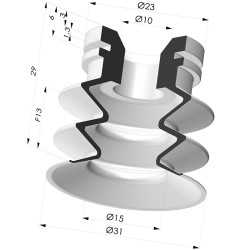 Ventosa 2.5 Fole Série 8SC Ø 30MM - com borda mais macia