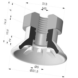 Ventouse plate série 99 Ø 21.5 mm avec insert femelle M5