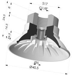 Ventouse plate série 99 Ø 40.5 mm avec insert femelle G1/8" et filtre