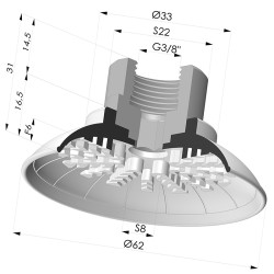 Ventouse plate série 99 Ø 62 mm avec insert femelle G3/8"
