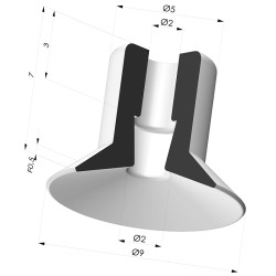 Ventouse Plate Série 9 Ø 9MM