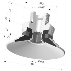Ventouse Plate Série 9 Ø 51MM