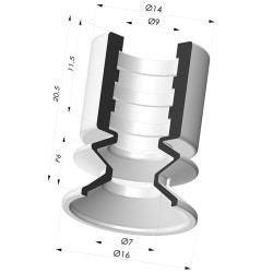 Ventosa 1.5 Fole Série 8 Ø 16MM
