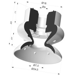 Ventosa 1.5 Fole Série 8 Ø 25MM