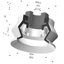 Ventosa 1.5 Fole Série 8R Ø 50MM
