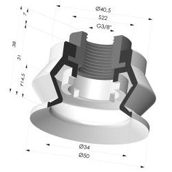 Ventosa 1.5 Fole Série 8R Ø 50MM