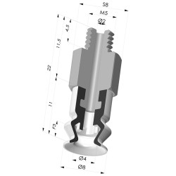 Ventosa 1.5 Fole Série 8SB Ø 8MM com inserto