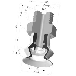 Ventosa 1.5 Fole Série 8SB Ø 15,3 mm com inserto