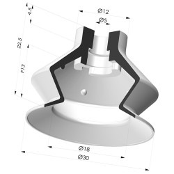 Ventosa 1.5 Fole Série 8SB Ø 30MM