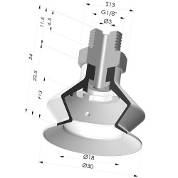 Ventosa 1.5 Fole Série 8SB Ø 30MM com inserto