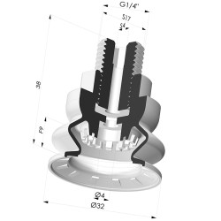 Ventosa 1.5 Fole Série 8R Ø 32MM