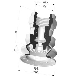 Ventosa 1.5 Fole Série 8R Ø 32MM