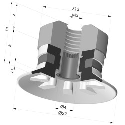 Ventouse Plate Série 90 Ø 22MM
