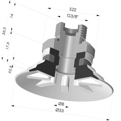 Ventouse Plate Série 90 Ø 53MM