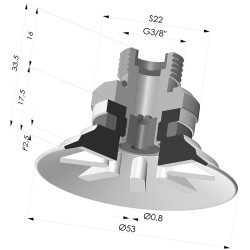 Ventouse Plate Série 90 Ø 53MM