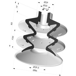 Ventosa 2.5 Fole Série 8 Ø 85,8 mm
