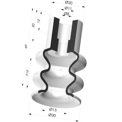 Ventosa 2.5 Fole Série 8B Ø 30MM
