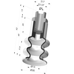 Ventosa 2.5 Fole Série 8B Ø 30MM