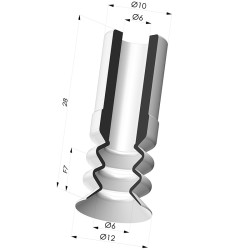 Ventosa 2.5 Fole Série 8M Ø 11,8 mm