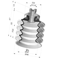 Ventosa 4.5 fole série 92-2 Ø48,3 mm