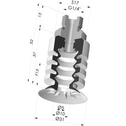 Ventosa 4.5 Fole Série 95-2 Ø 31MM
